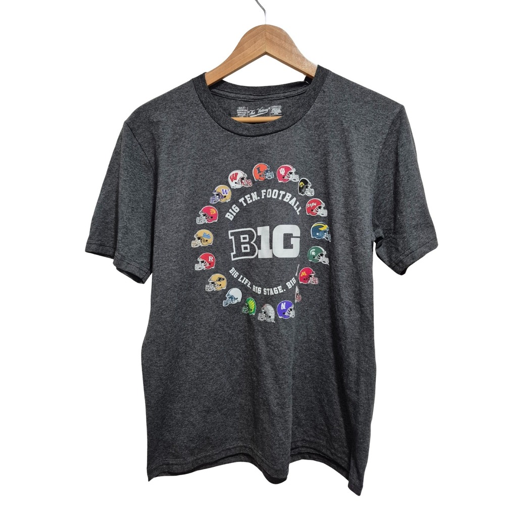 Big Ten Football T-Shirt youth XL Gray College Team Helmets NCAA‎